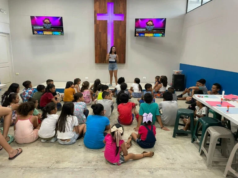 Church service on a mission trip